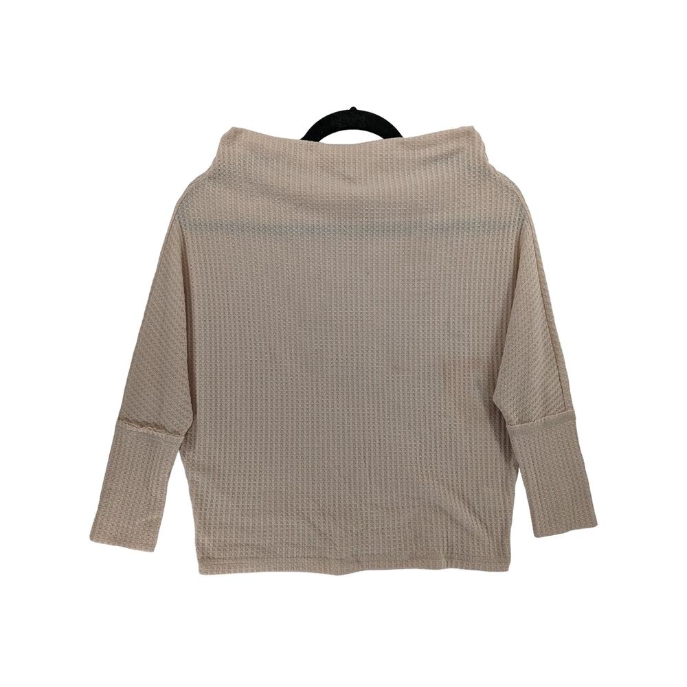Umgee‎ Foldover Sweater Medium Cream Beige Top Boat Neck Dolman Sleeves Oversize